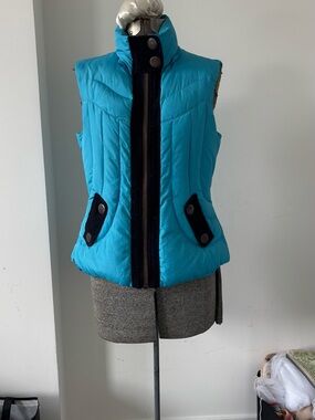 Black Rivet puffy vest with black corduroy trim